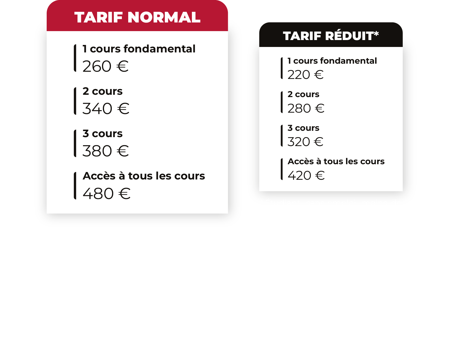 tarifs